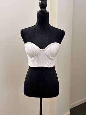 Retrofête Sami White Metallic Corset Bustier Top Size M